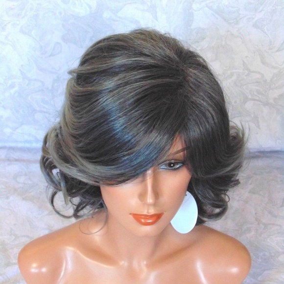 Medium Length, Thick Wavy Black Grey Heat Safe Wig main image 5